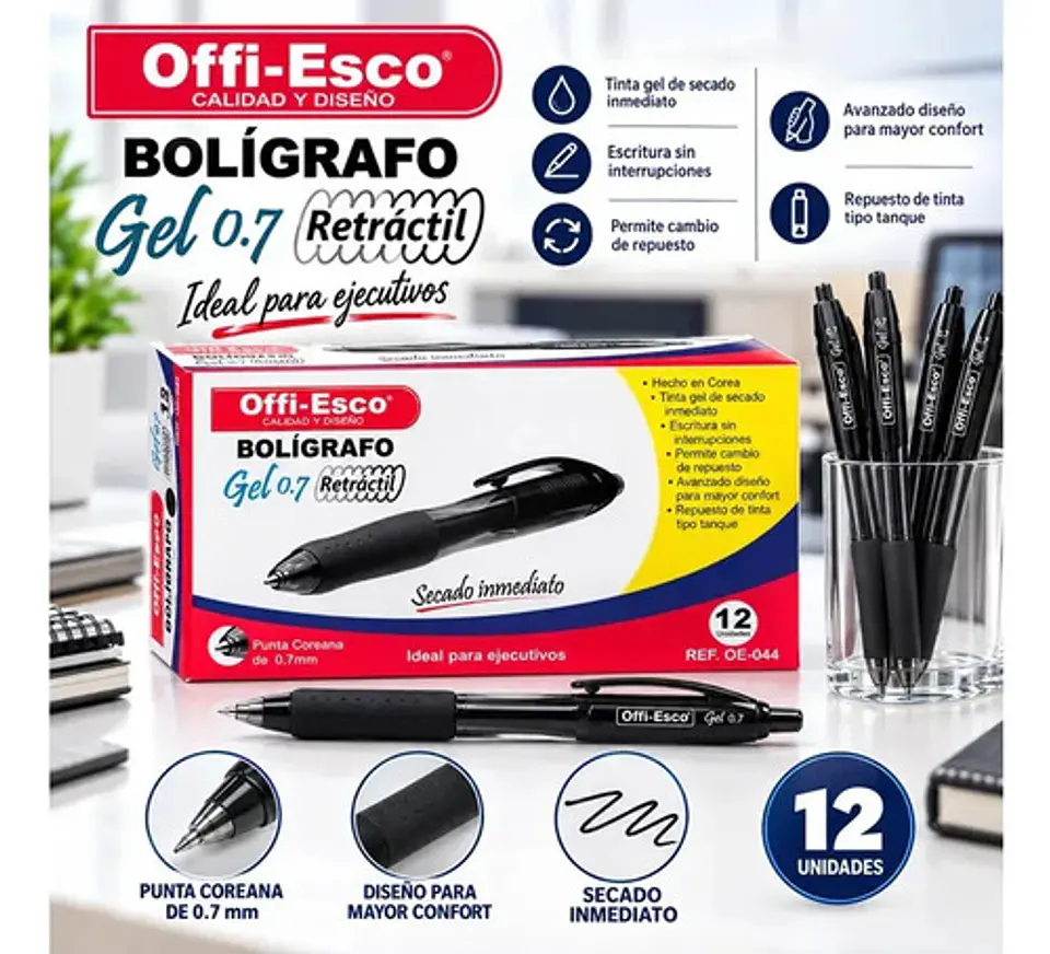 Boligrafo Gel 0.7mm Retractil O 5