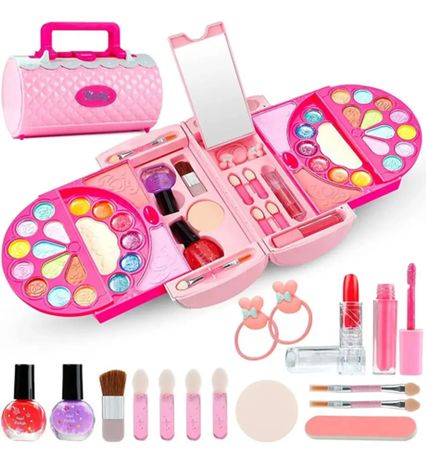 Estuche De Maquillaje Macrooutlet Con Espejo Y Brochas Para Niñas Desde 3 Años 3