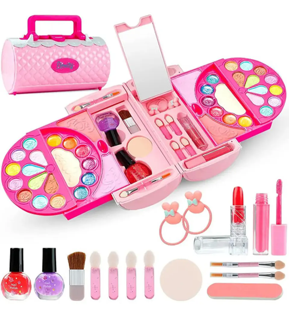 Estuche De Maquillaje Macrooutlet Con Espejo Y Brochas Para Niñas Desde 3 Años 3