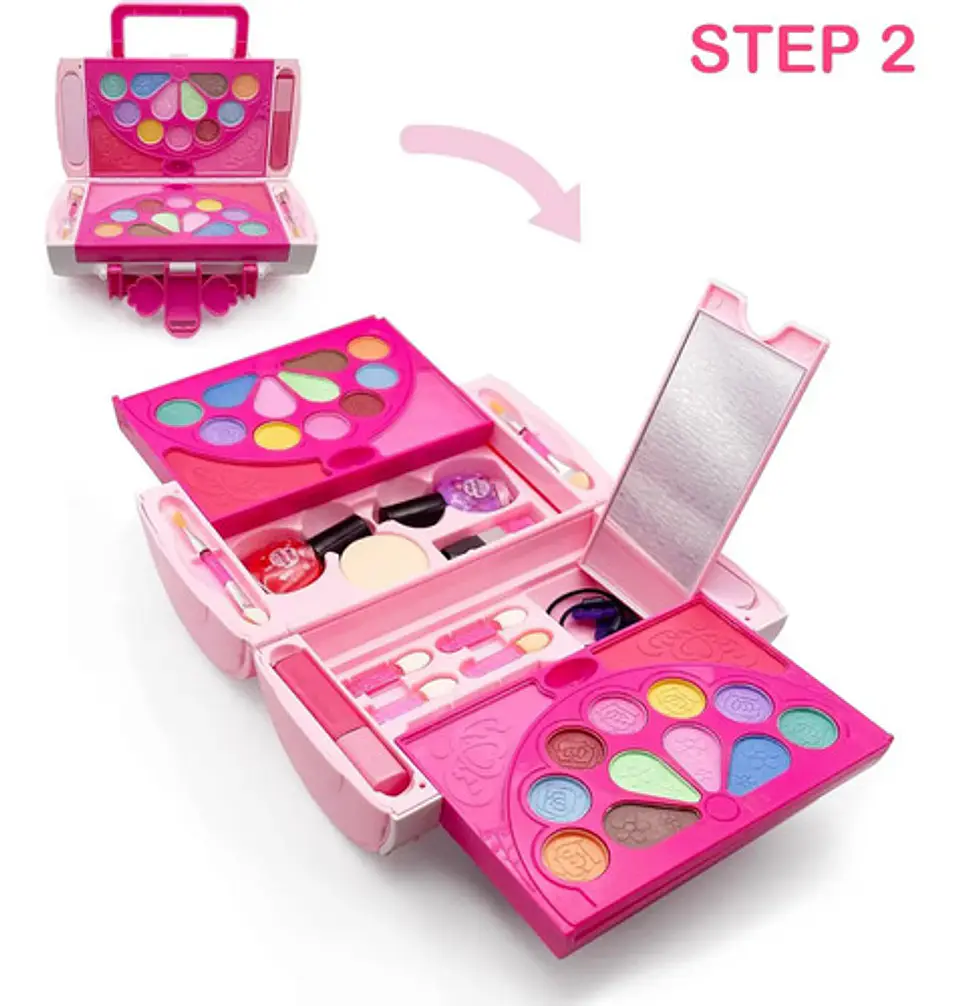 Estuche De Maquillaje Macrooutlet Con Espejo Y Brochas Para Niñas Desde 3 Años 5