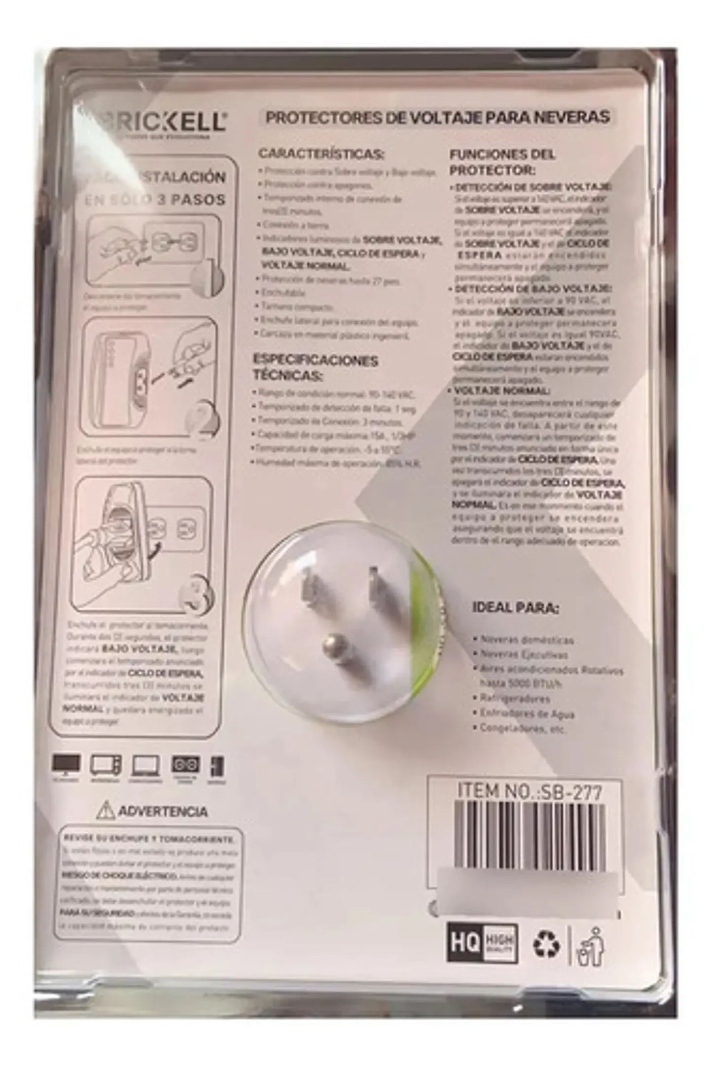 Protector De Voltaje Brickell Sb-277 Electrodomésticos 15a 4