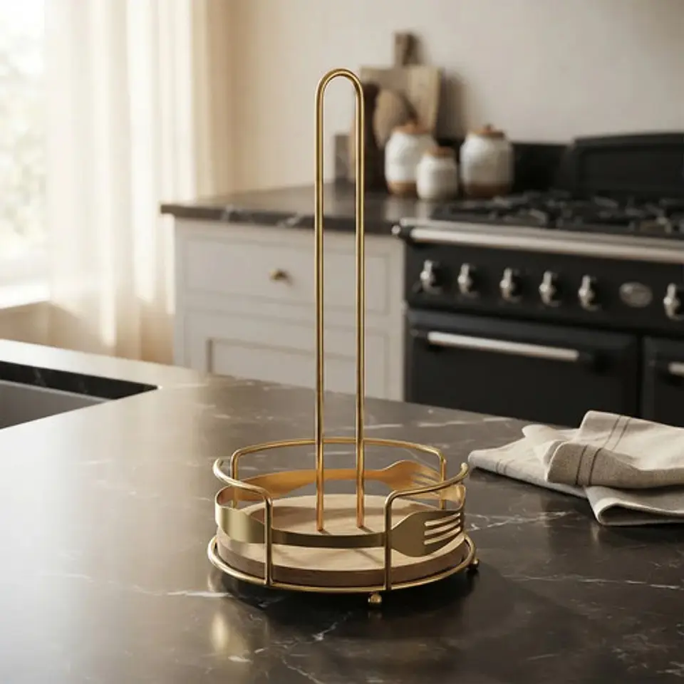 Portarrollos De Cocina Con Base De Madera Moderno Papel 1