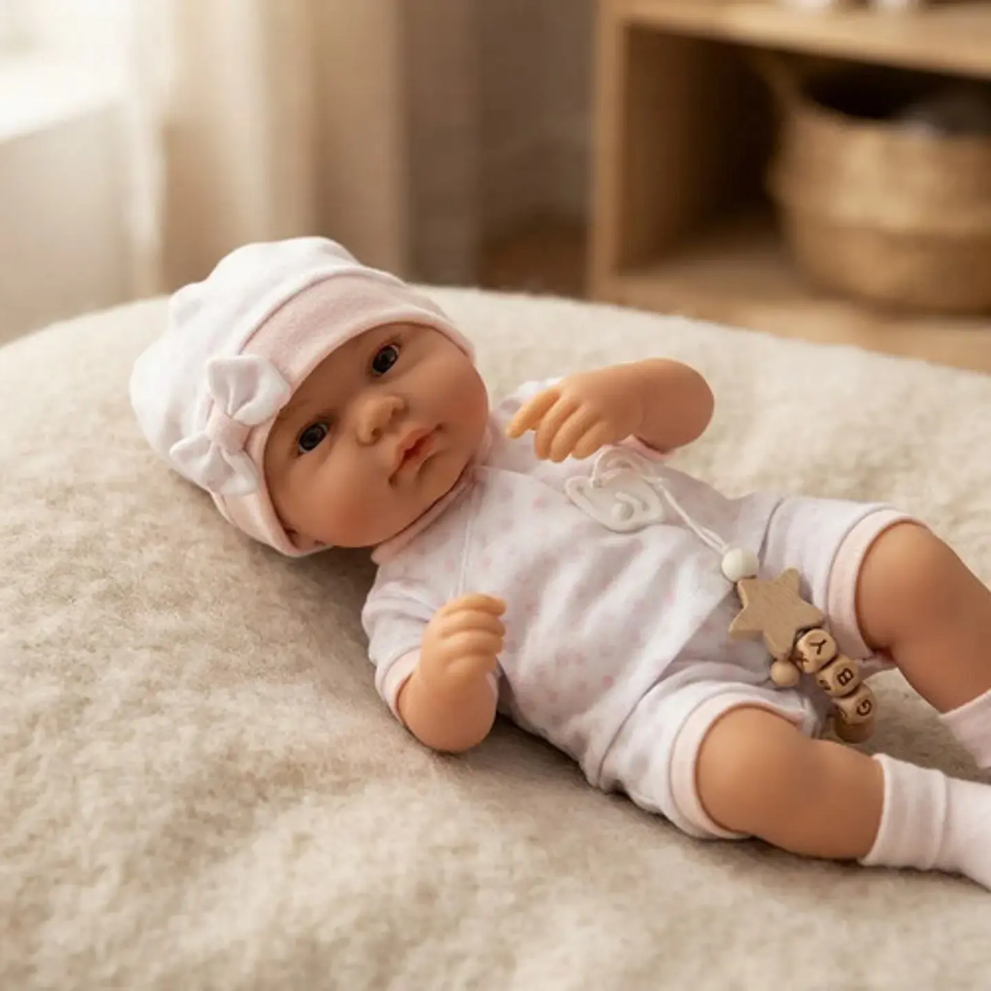 Muñeca Bebé Reborn Niña Cobija Ropa Chupete Rigida 38cm 2