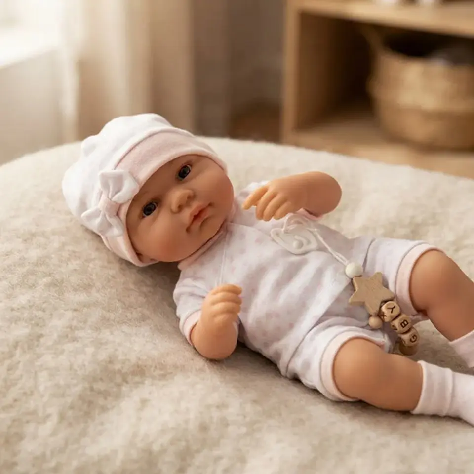 Muñeca Bebé Reborn Niña Cobija Ropa Chupete Rigida 38cm 2