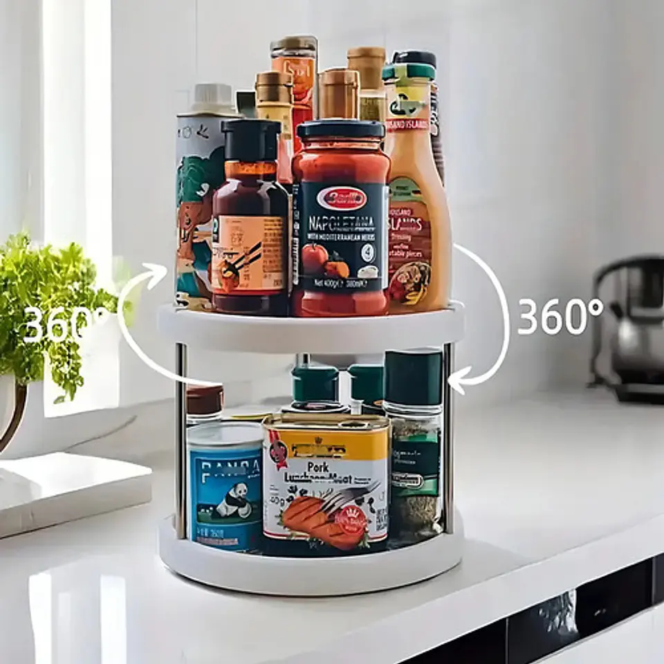 Organizador Estante Especiero Giratorio De 2 Niveles Cocina 8