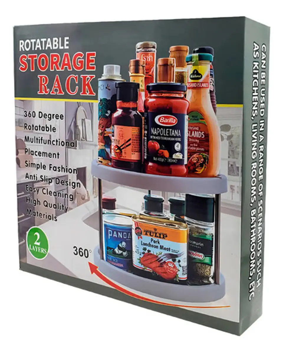 Organizador Estante Especiero Giratorio De 2 Niveles Cocina 9