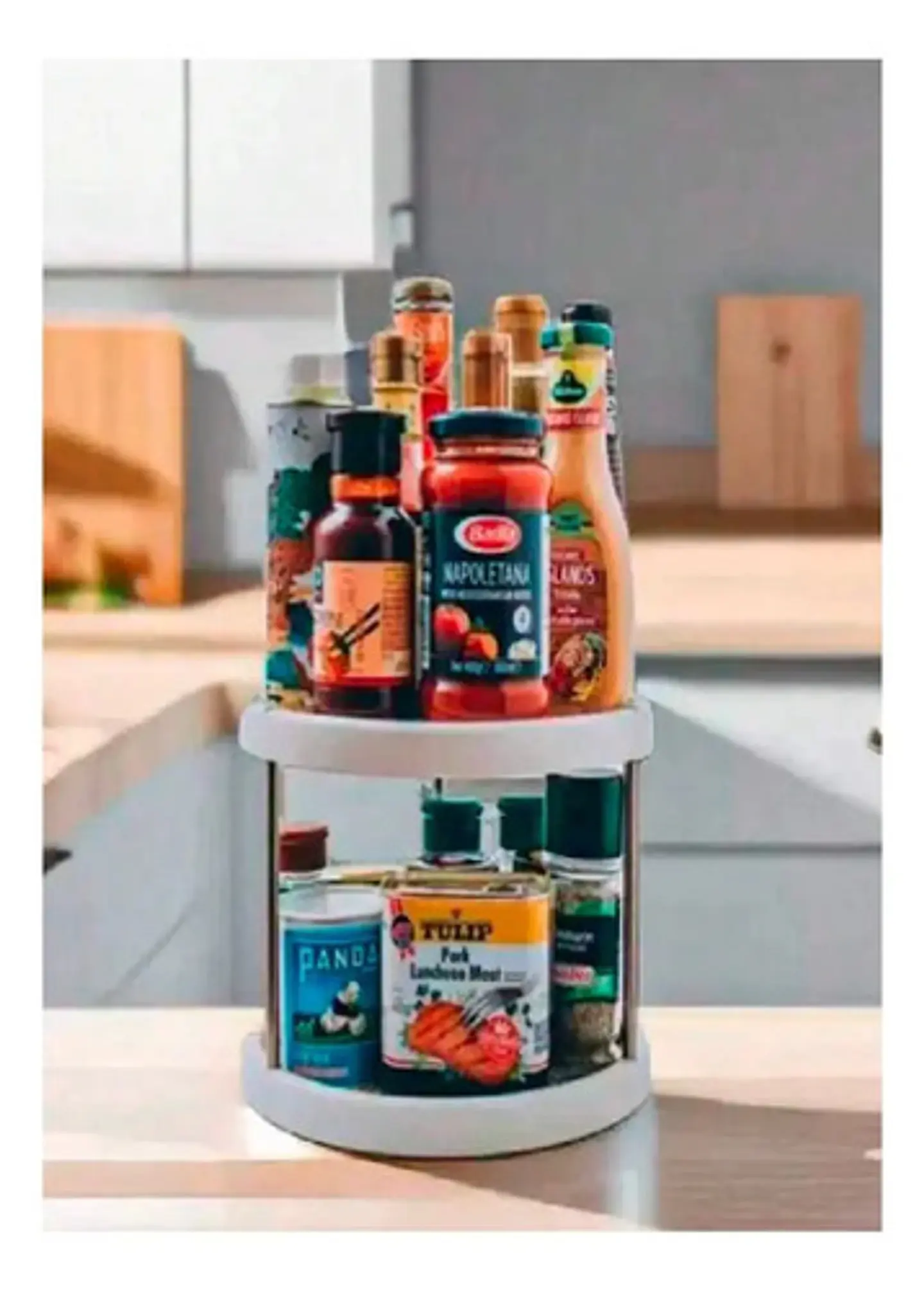 Organizador Estante Especiero Giratorio De 2 Niveles Cocina 10