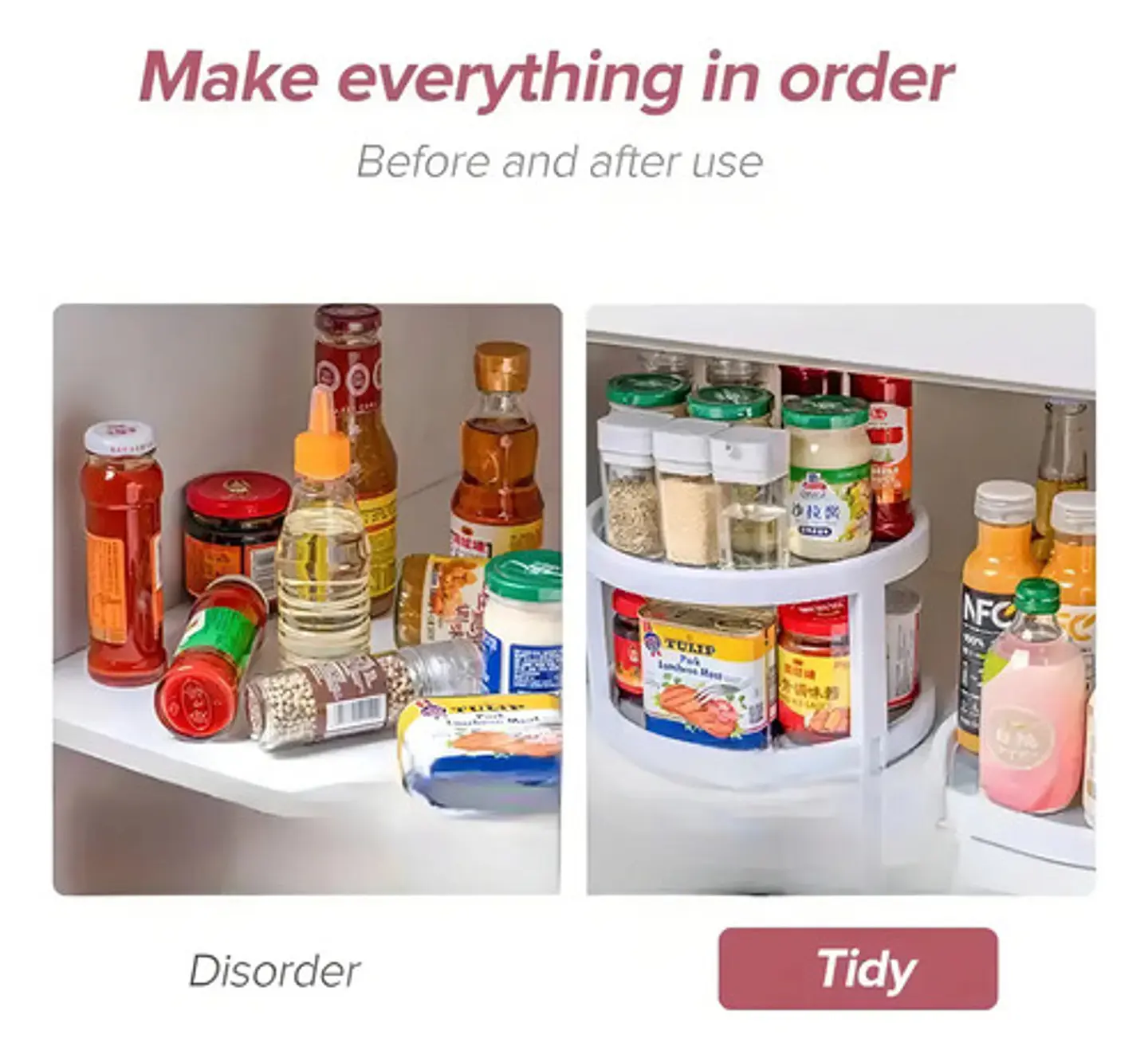 Organizador Estante Especiero Giratorio De 2 Niveles Cocina 11