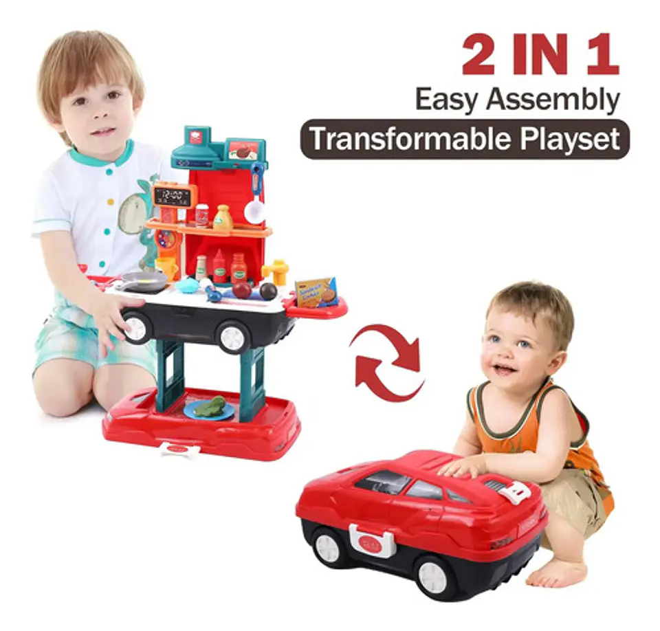 Set Cocina Carro Multifuncion Juguete Chef Carro Niño Color Rojo 2