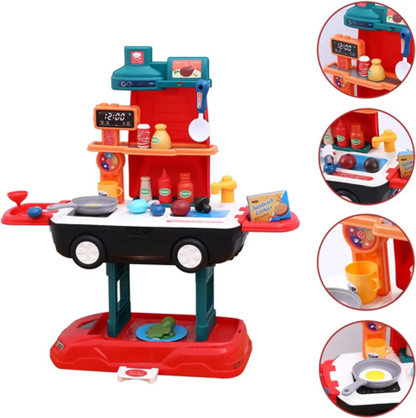 Set Cocina Carro Multifuncion Juguete Chef Carro Niño Color Rojo 3