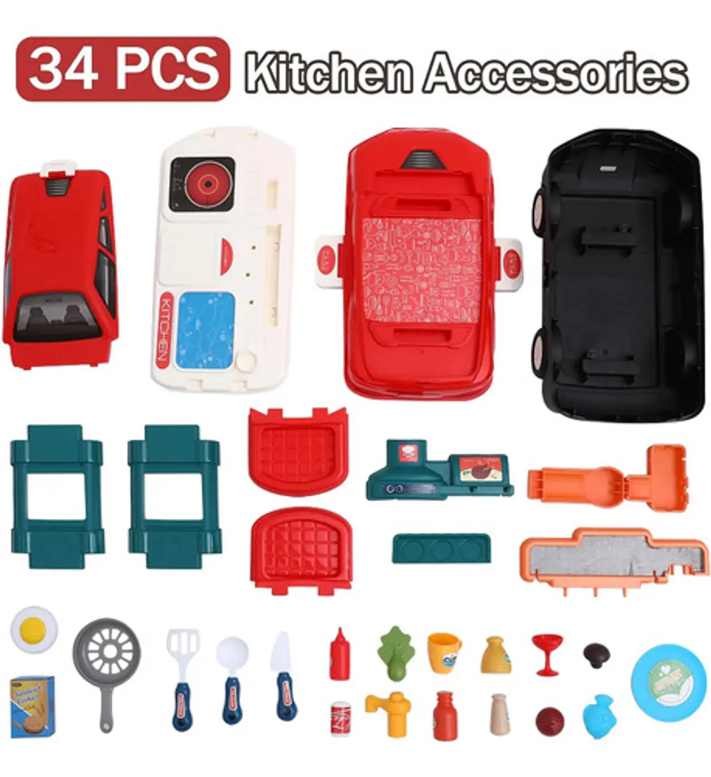 Set Cocina Carro Multifuncion Juguete Chef Carro Niño Color Rojo 4