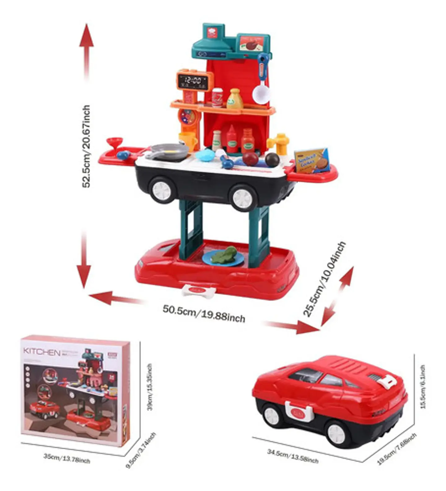 Set Cocina Carro Multifuncion Juguete Chef Carro Niño Color Rojo 5