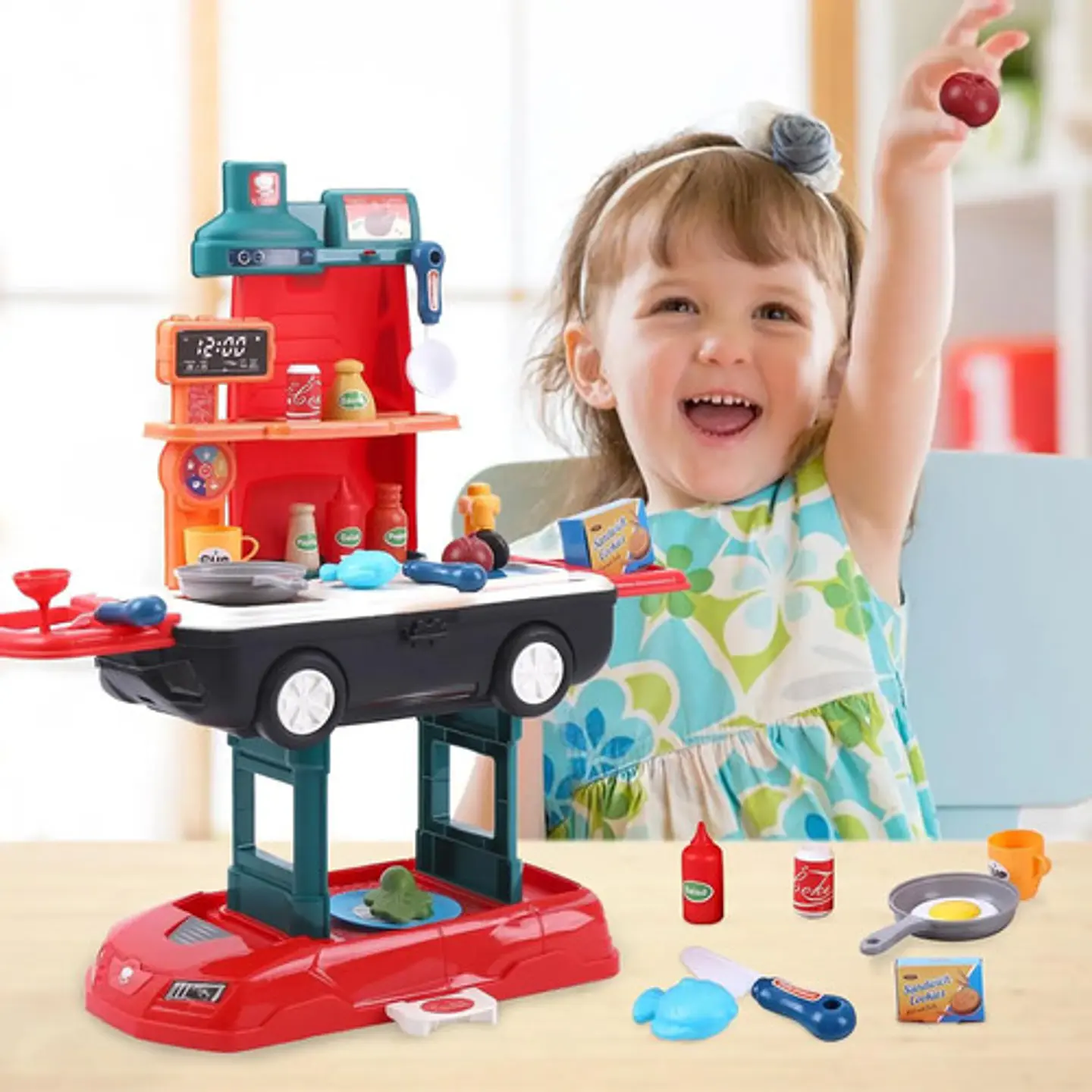 Set Cocina Carro Multifuncion Juguete Chef Carro Niño Color Rojo 6