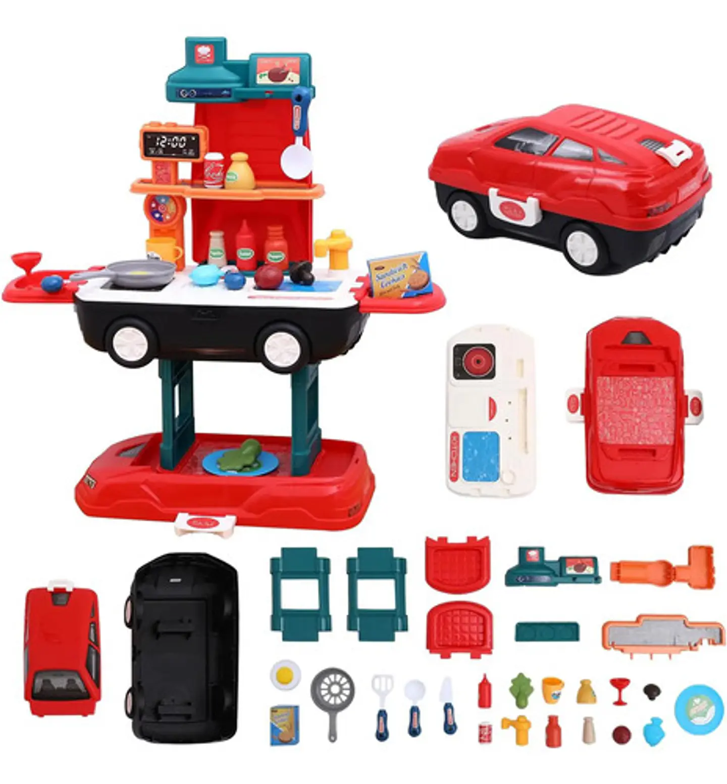 Set Cocina Carro Multifuncion Juguete Chef Carro Niño Color Rojo 7