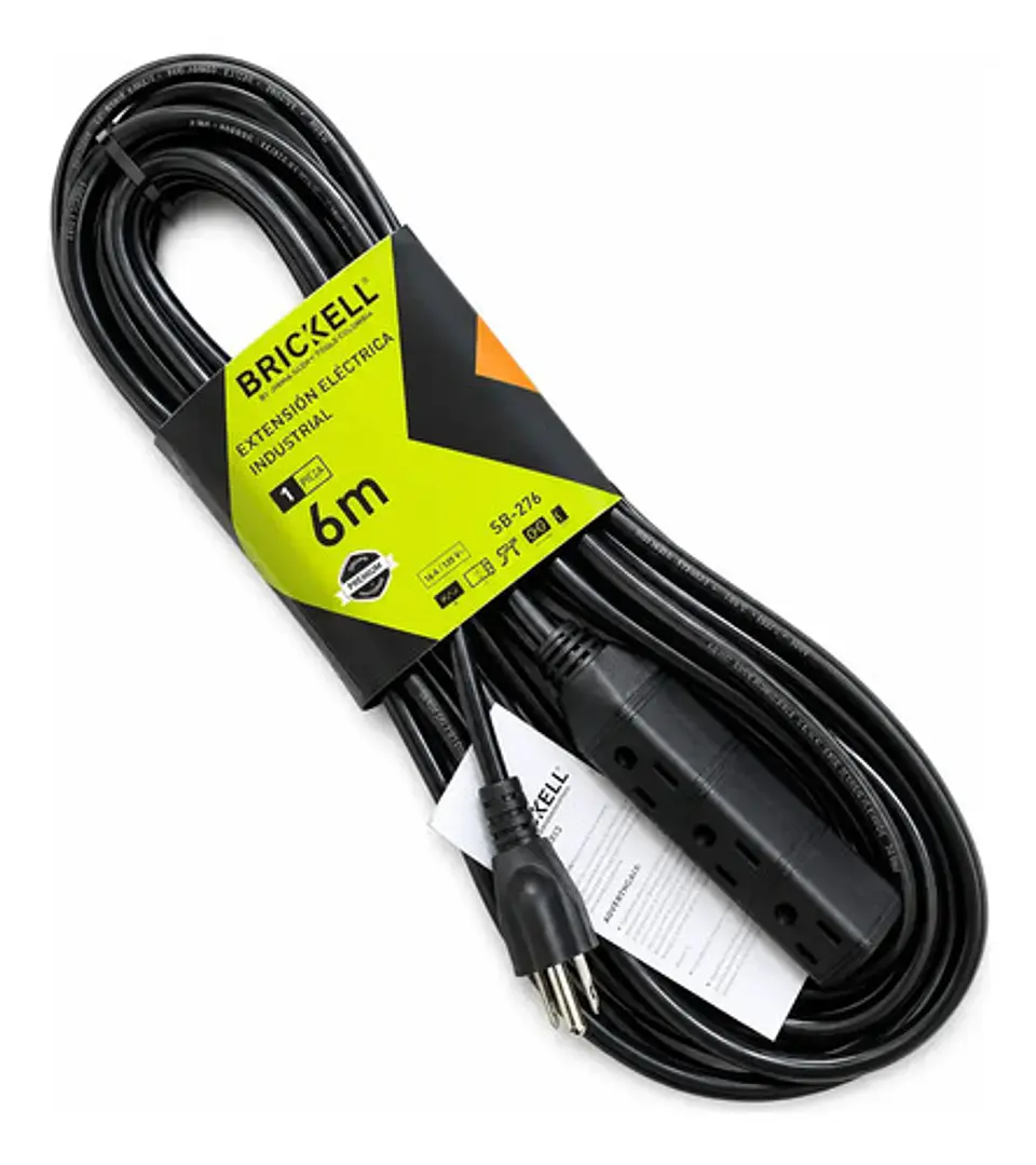 Extensión Eléctrica Industrial Brickell Sb-276 Negra 6m 1