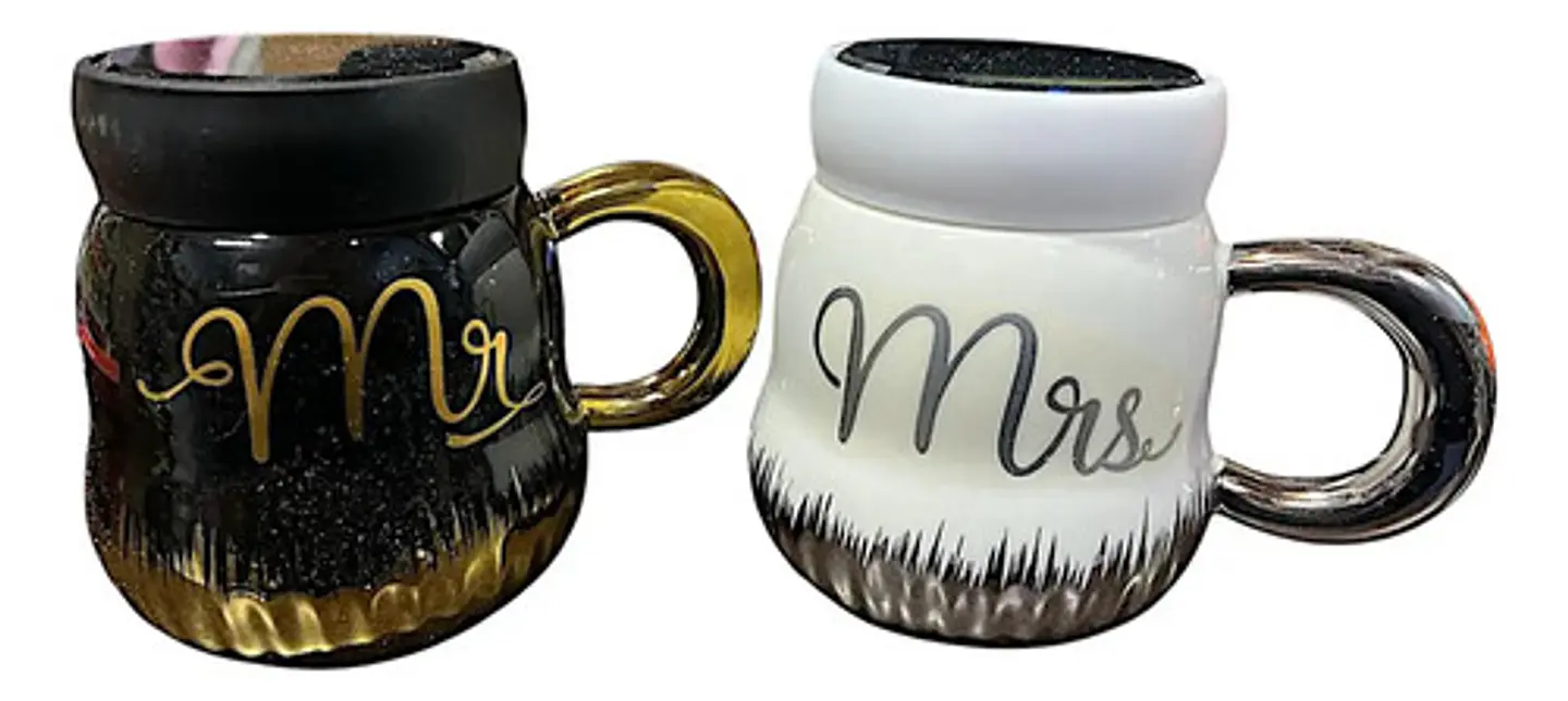 Set 1 Pocillos Tazas Regalo Boda Pareja Ceramica Mugs Espejo 3