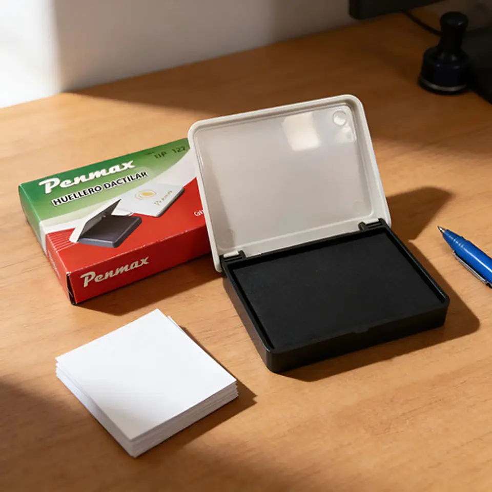 Huellero Dactilar Penmax Dp 122 Almohadilla Tinta Negra 1