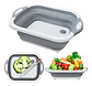 Tabla Picar Escurridor Plegable 3 En 1 Cocina Multifunción Silicona Antideslizante Rebatible Cortar Lavar Verduras Frutas Compacta Pileta Bacha Camping Portátil Resistente Gris - Miniatura 1