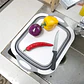 Tabla Picar Escurridor Plegable 3 En 1 Cocina Multifunción Silicona Antideslizante Rebatible Cortar Lavar Verduras Frutas Compacta Pileta Bacha Camping Portátil Resistente Gris - Miniatura 9
