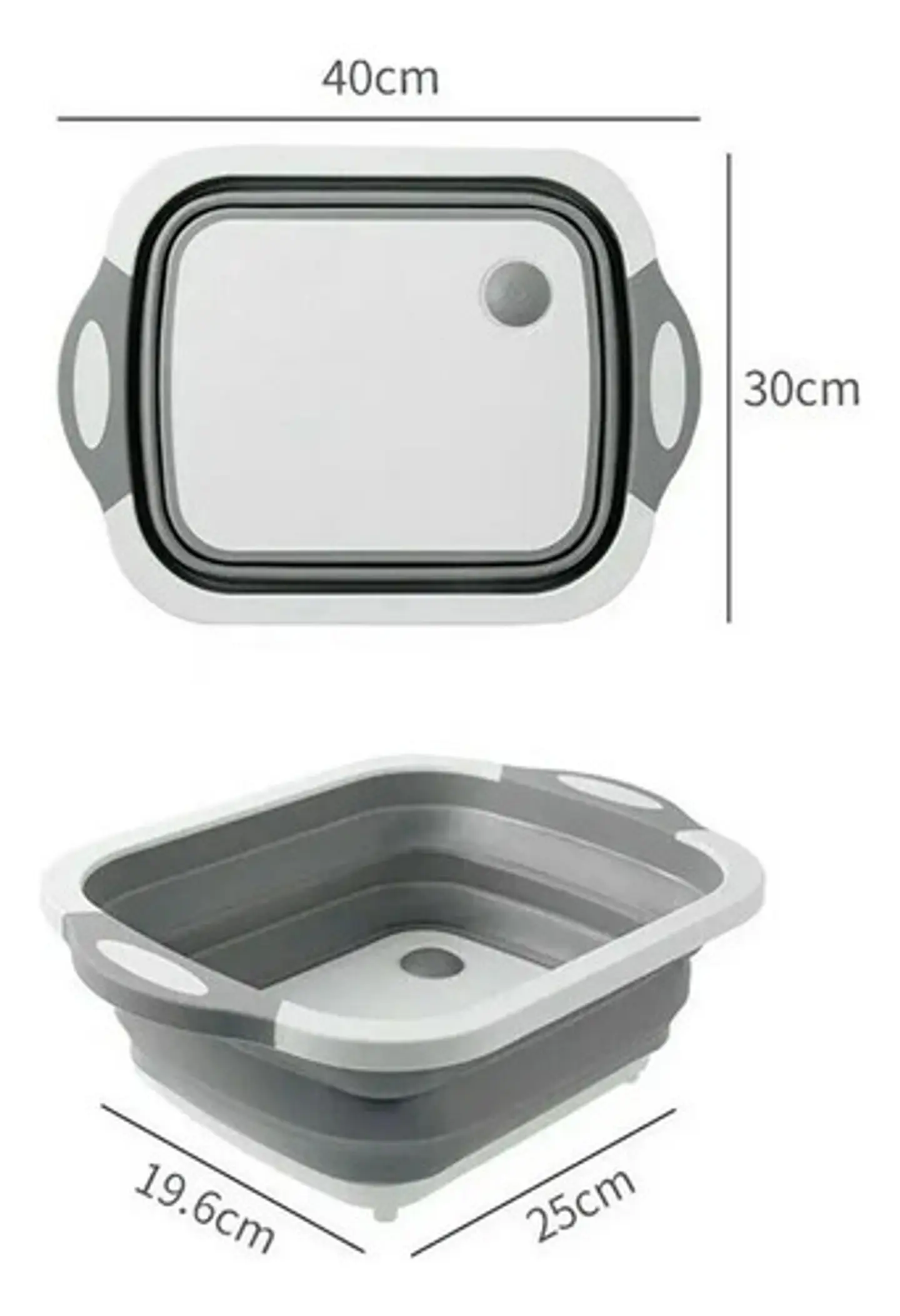 Tabla Picar Escurridor Plegable 3 En 1 Cocina Multifunción Silicona Antideslizante Rebatible Cortar Lavar Verduras Frutas Compacta Pileta Bacha Camping Portátil Resistente Gris 10
