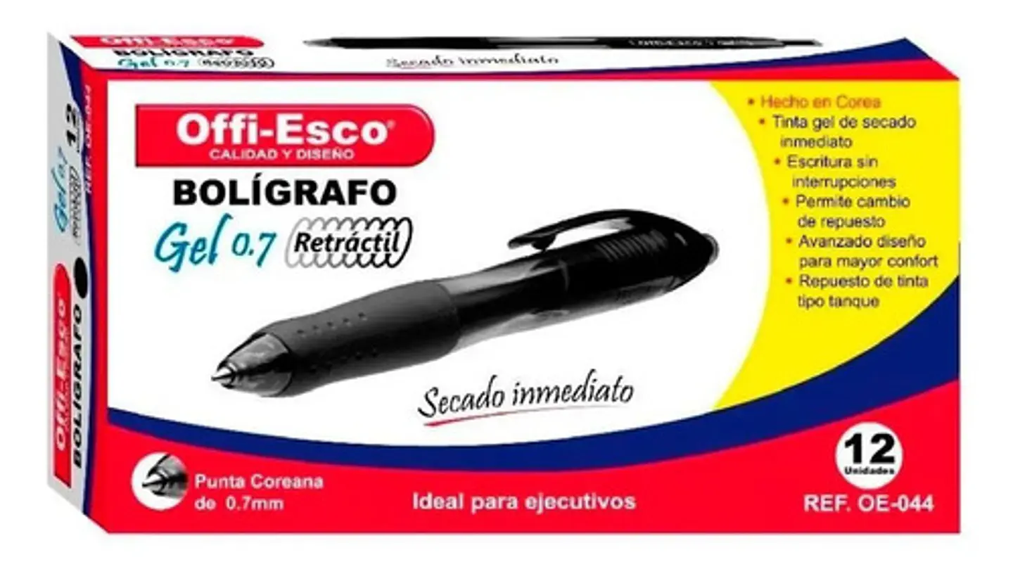 Offi-esco Bolígrafo Gel 0.7mm Retráctil 3