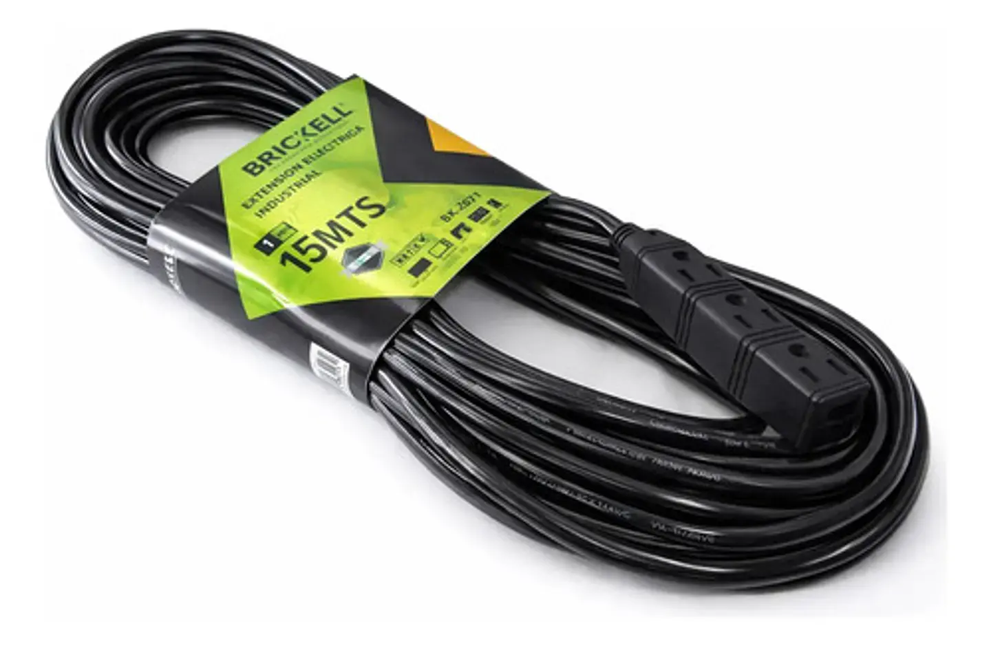 Extensión Eléctrica Industrial Brickell Bk-2071 Negra 15 Met 1