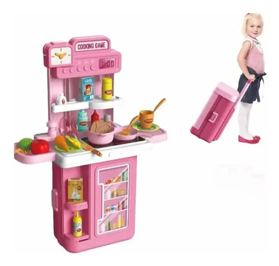 Maletín Cocina Juguete 4en1 Niñas Bowa 63cm Agua 41 Accesorios Rosada Rosada /8776 1