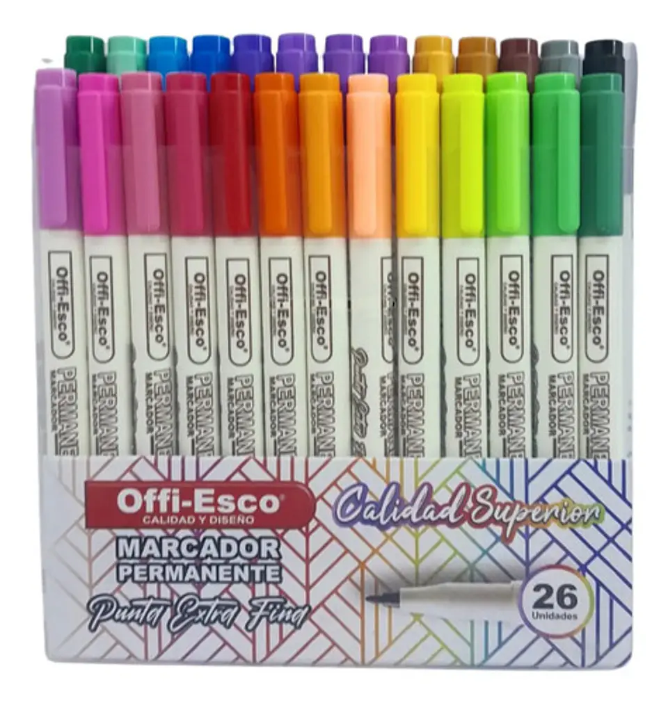 Marcadores Permanentes Offi-esco Punta Extra Fina 26 Colores Variados Frios 3