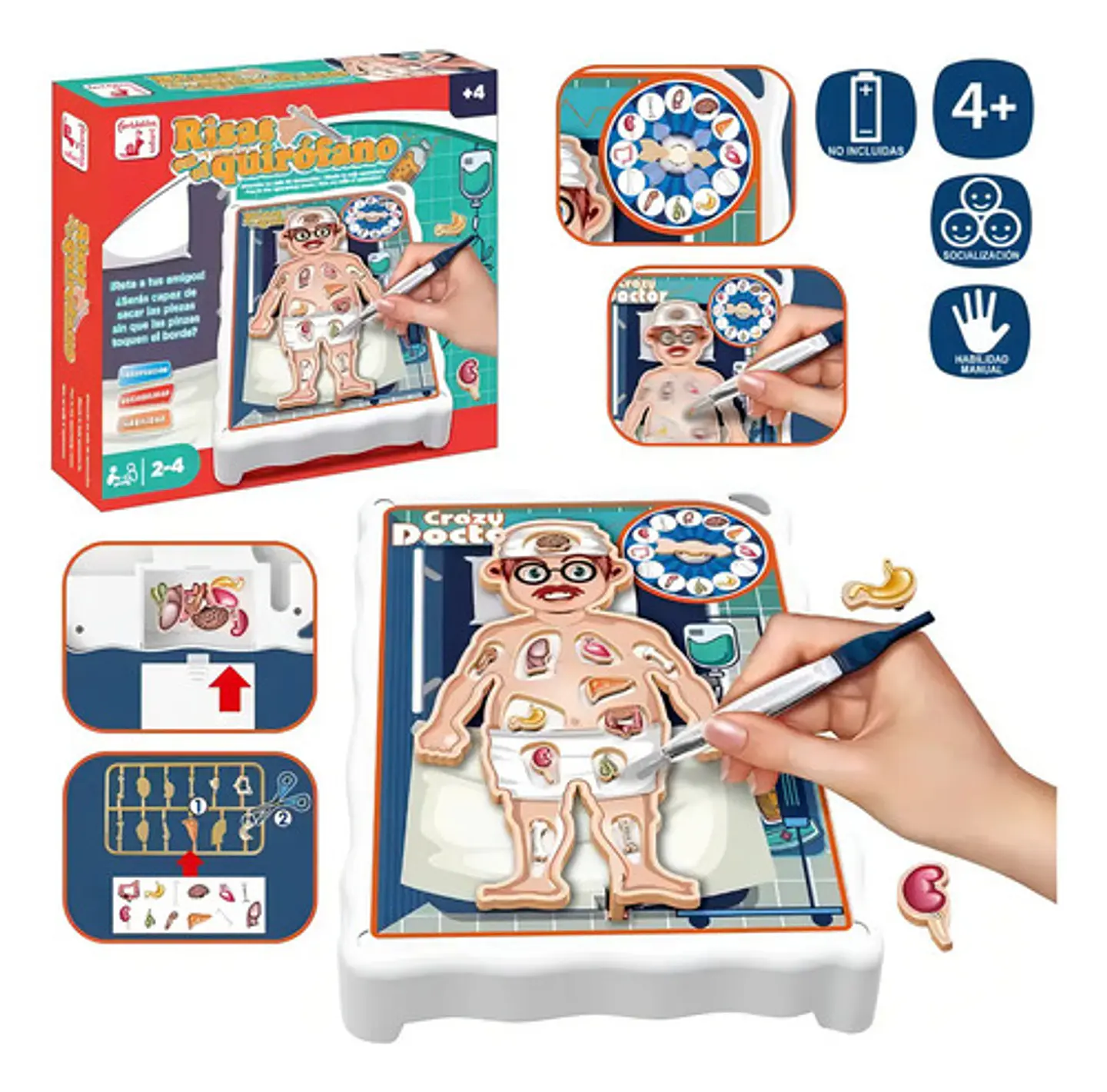 Juego Mesa Doctor Loco Niños Operacion Operando Corriente 3