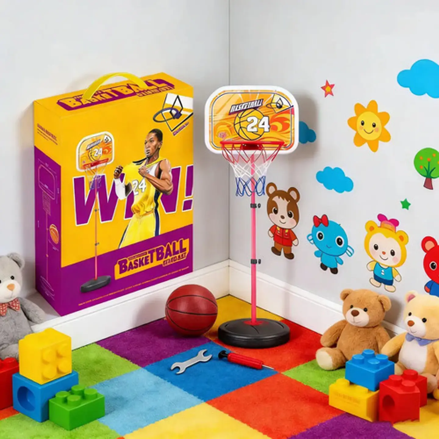 Canasta Cancha Basketball Infantil Ajustable Baloncesto 1.7m 2
