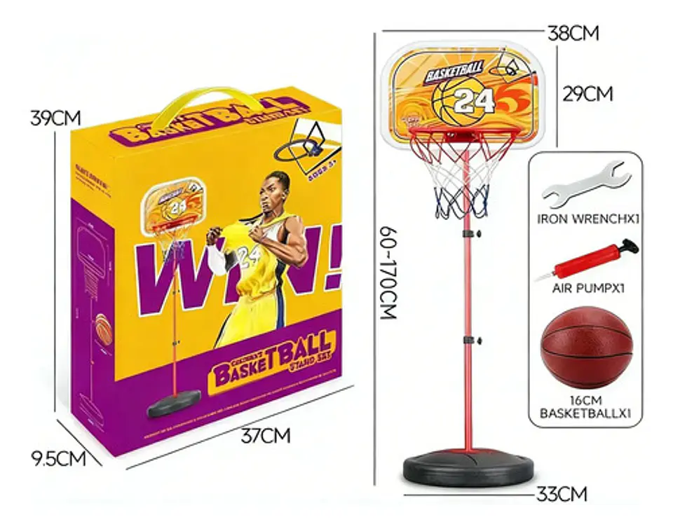 Canasta Cancha Basketball Infantil Ajustable Baloncesto 1.7m 4