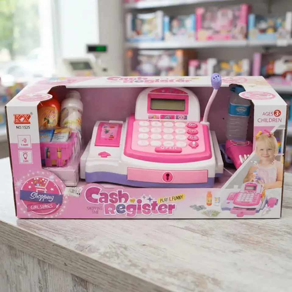 Caja Registradora Canasta De Juguete Rosada Para Niñas Rosa 2