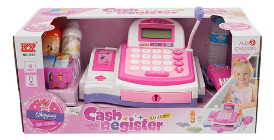 Caja Registradora Canasta De Juguete Rosada Para Niñas Rosa 4