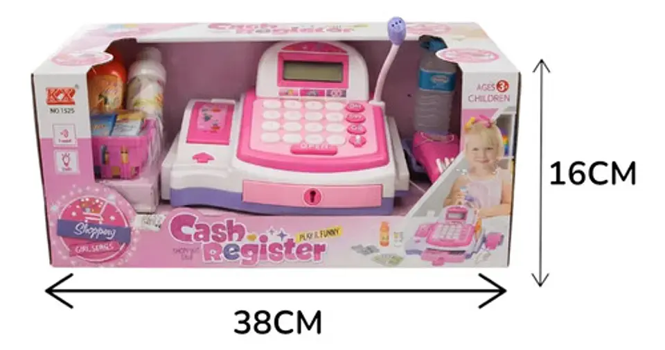 Caja Registradora Canasta De Juguete Rosada Para Niñas Rosa 6