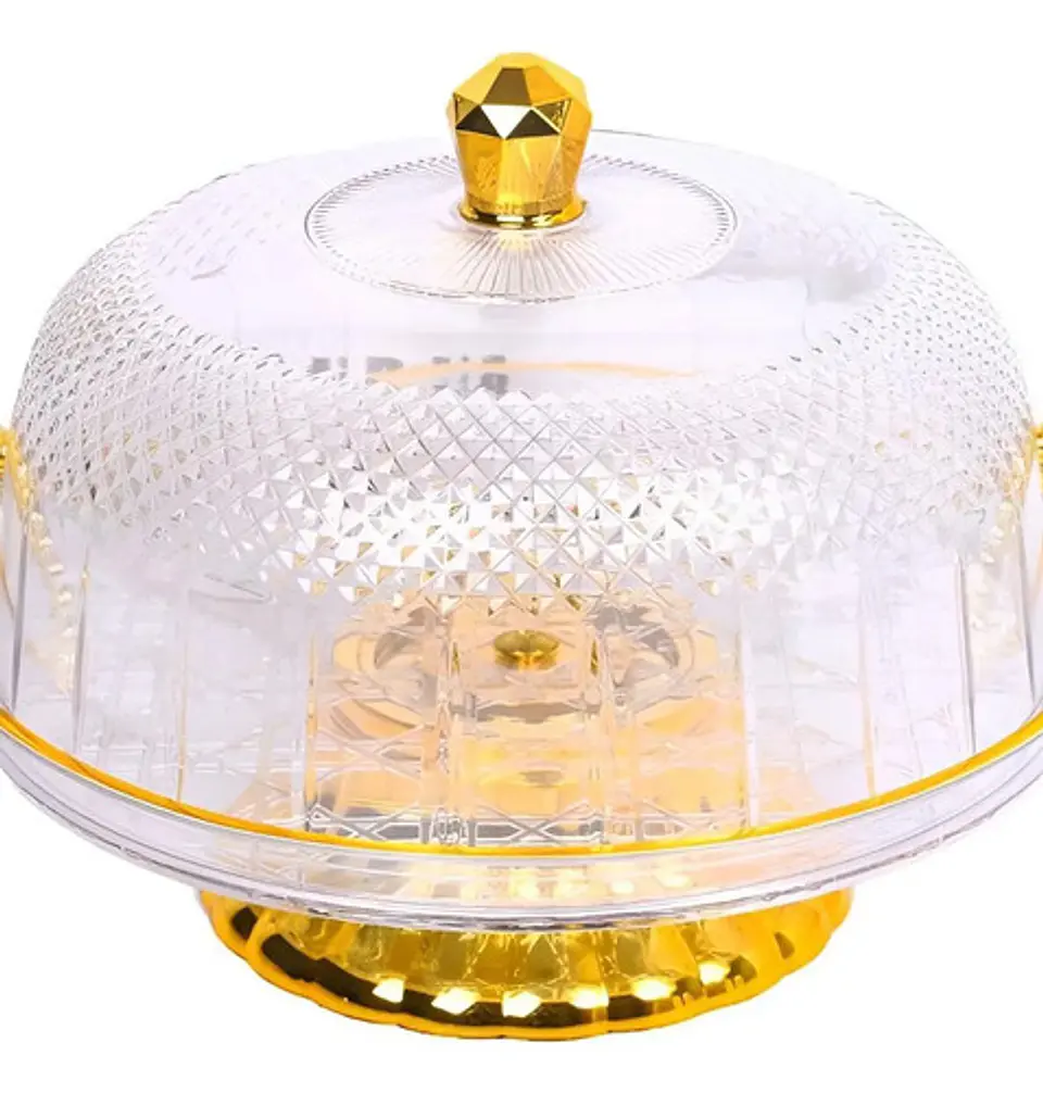 Base Soporte Torta Reutilizable Bandeja Plastico Con Tapa 1