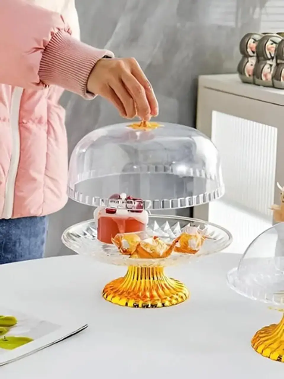 Base Soporte Torta Reutilizable Bandeja Plastico Con Tapa 3