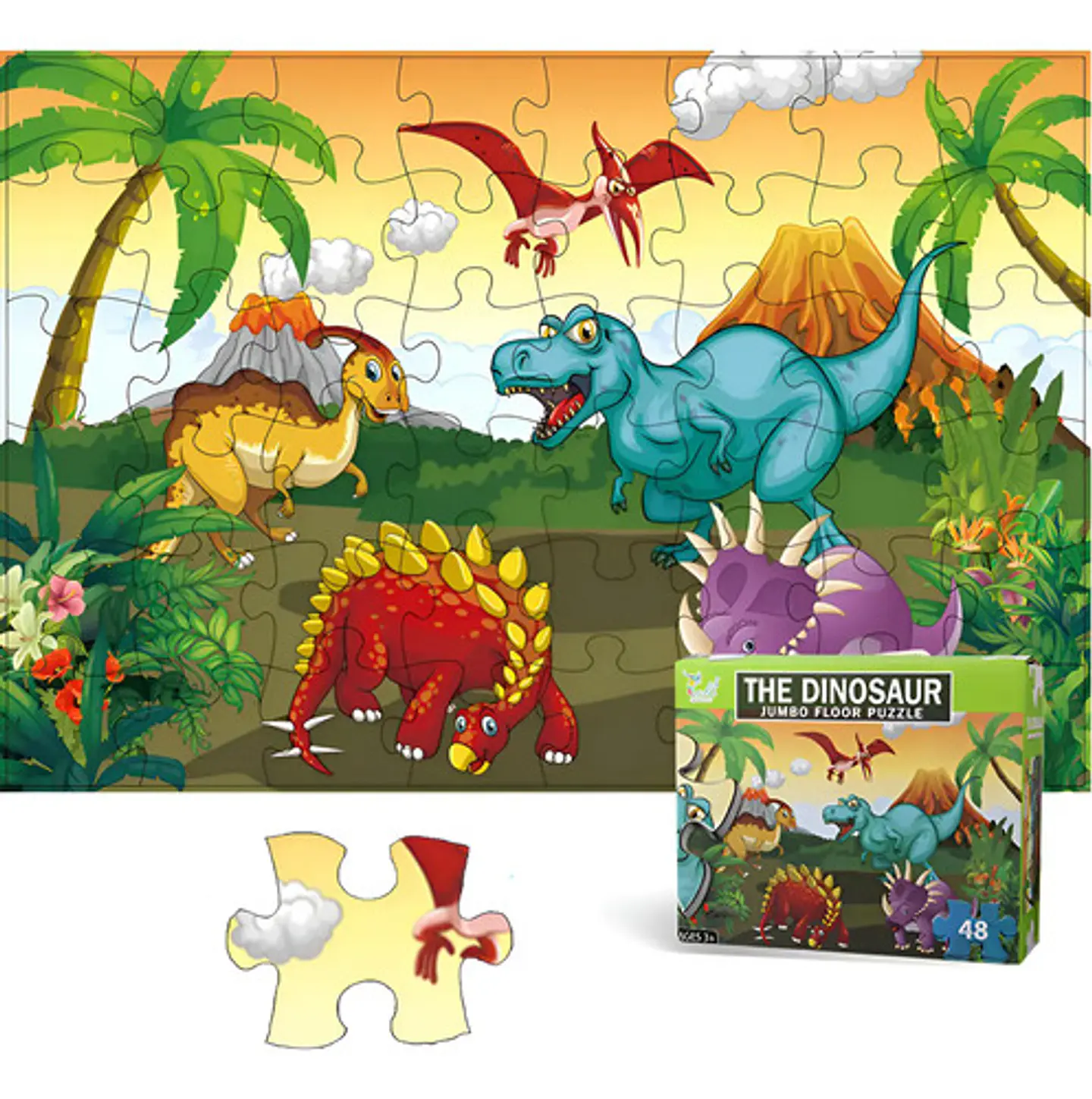 Rompecabezas De Piso Dinosaurios Jumbo Para Ninos 48pcs 2