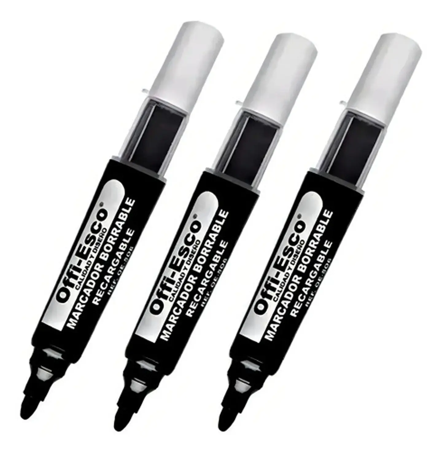 Marcador Borrable Recargable Offi-esco Negro Punta Japonesa Pack 10 Para Acrílico 3