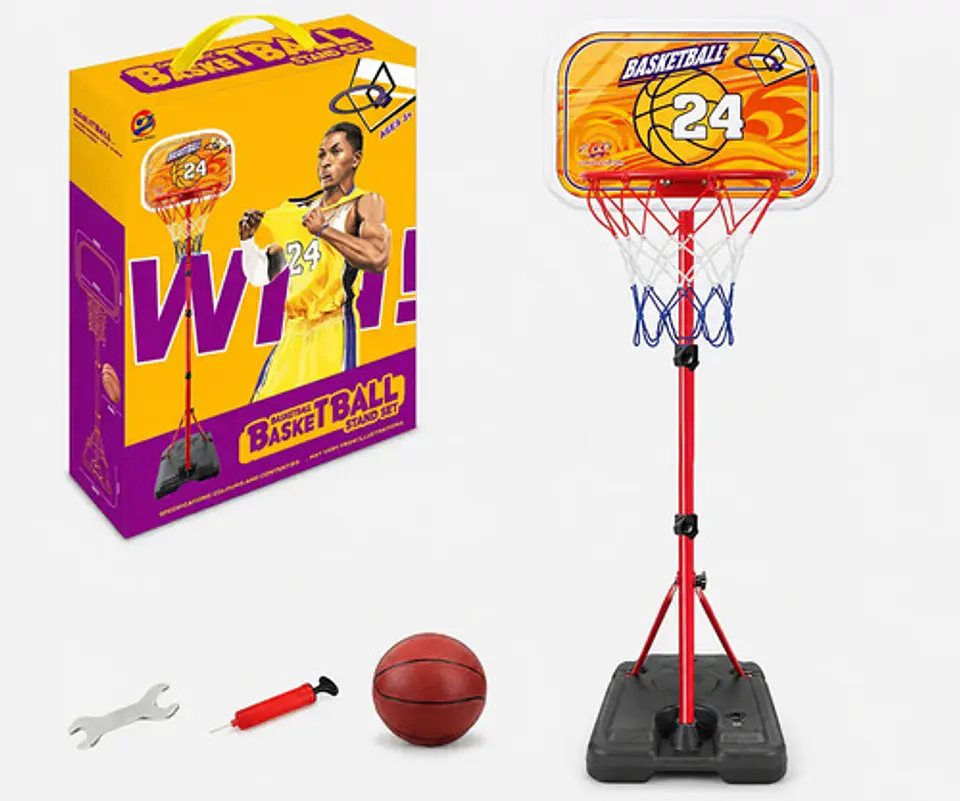 Set Cancha Baloncesto Infantil Aro Balón Base Ajustable 2.4m 1