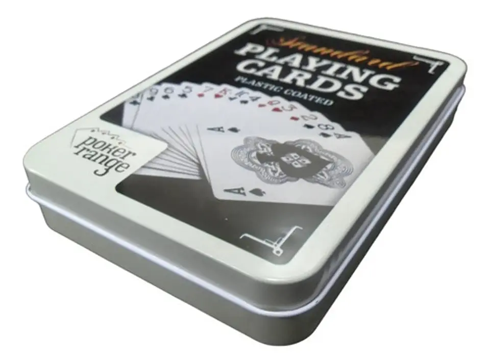 Baraja Cartas Juego Poker Plásticas Estuche Metálico Dados 4