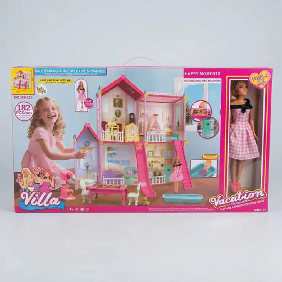 Casa De Muñecas Niñas Villa Happy Moments Con 182 Piezas 3