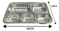Plato Rectangular 5 Divisiones Acero Inoxidable Comida - Miniatura 5