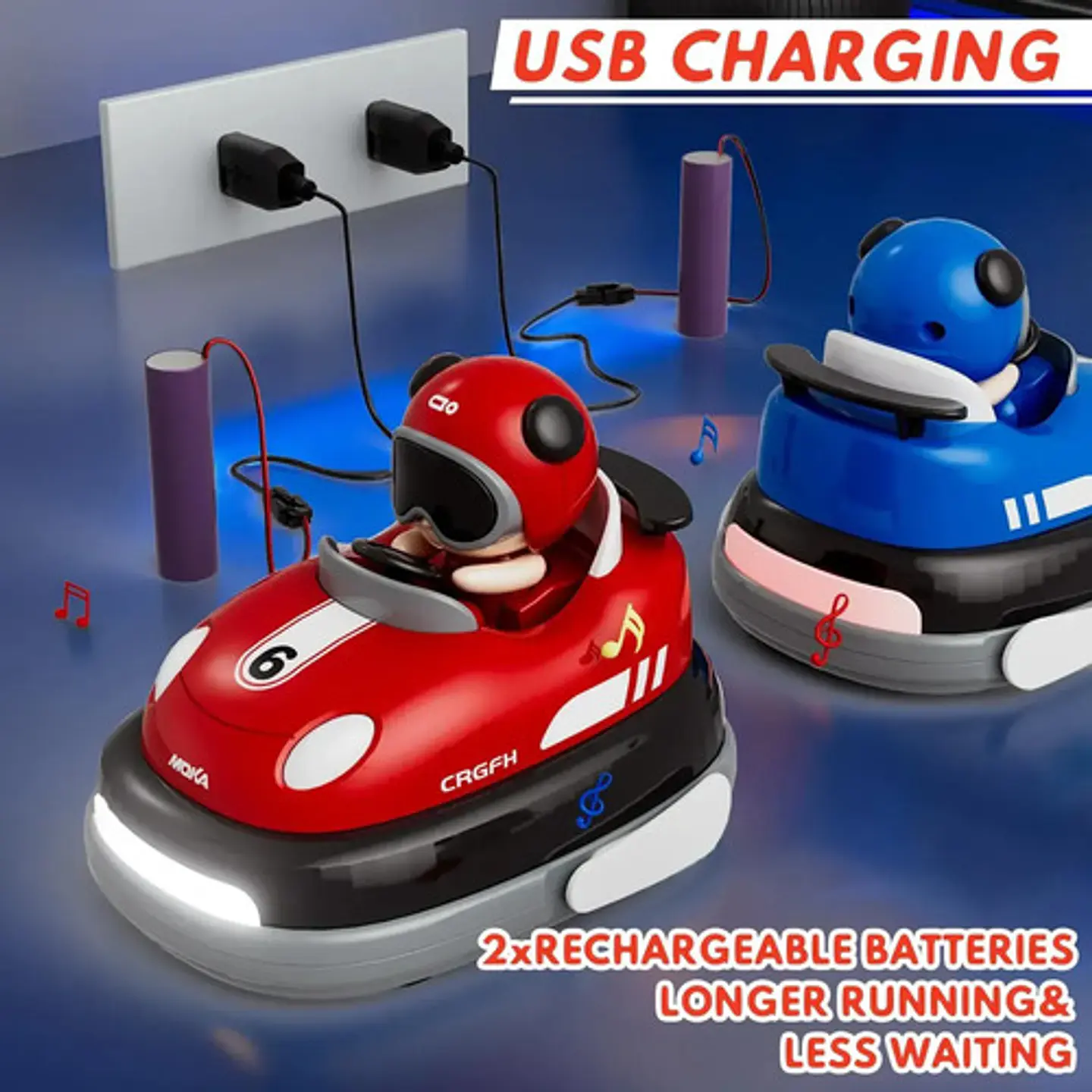 Carros De Choque Rc Speed Vehículos Minieyectores Recargable Azul/rojo Bumper Car 4