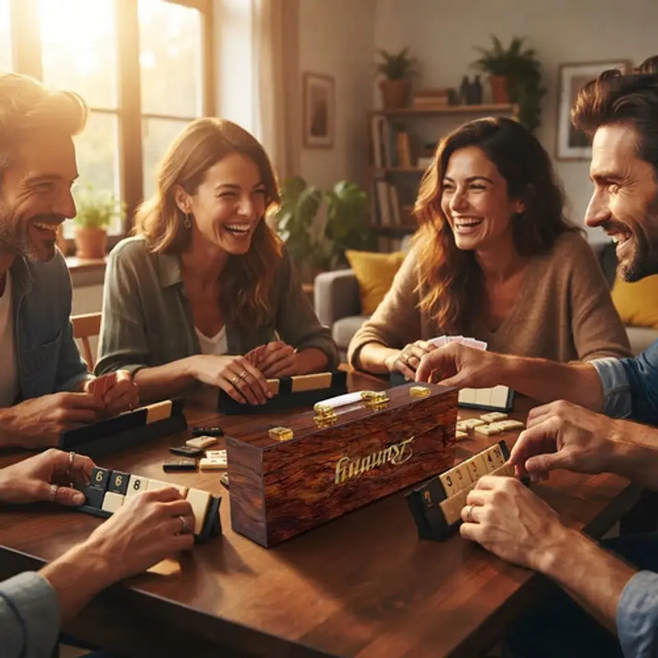 Juego De Mesa Rummy Q En Estuche De Madera De Lujo Brillante 5