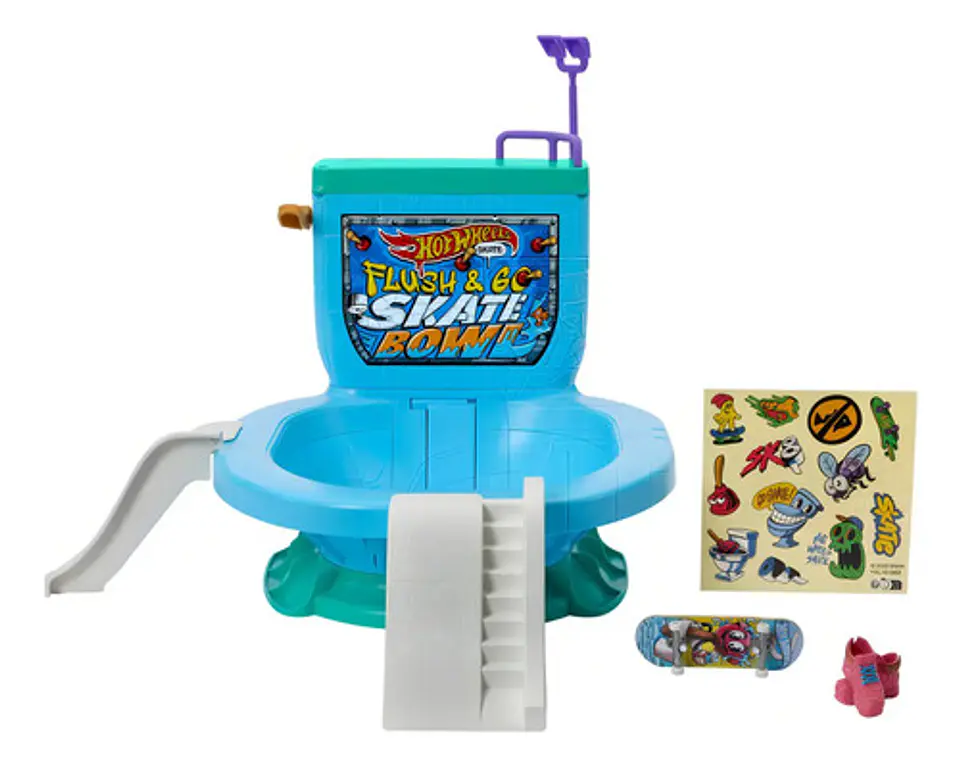 Pista De Juguete - Hot Wheels Skate - Set Bowl De Inodoro 1
