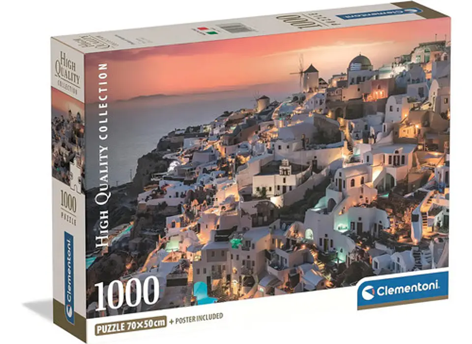 Rompecabezas 1000 Piezas Santorini Grecia Clementoni Adultos 1