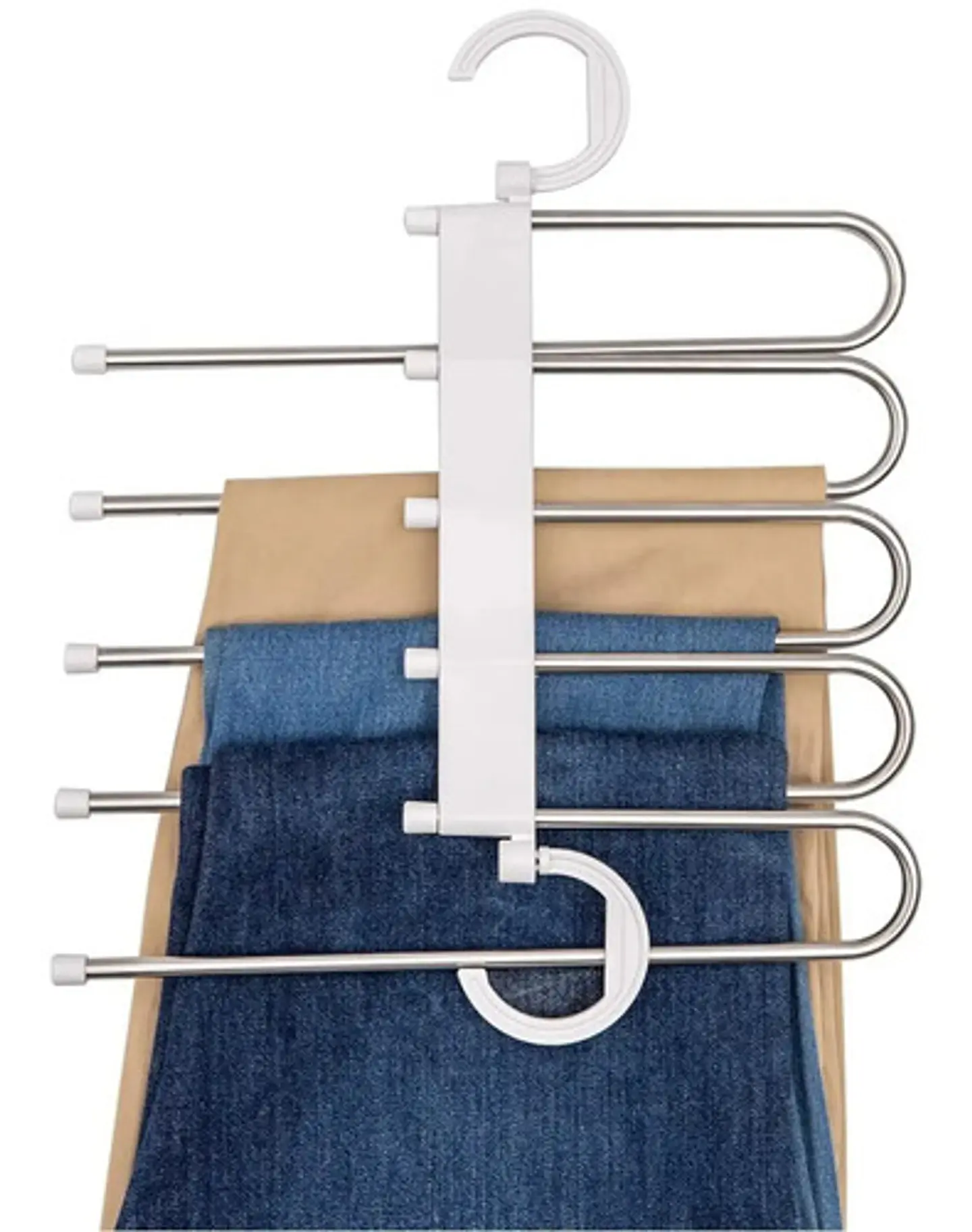 Gancho Pantalones Organizador Multiple Ahorra Espacio 5 En 1 Color Blanco 1