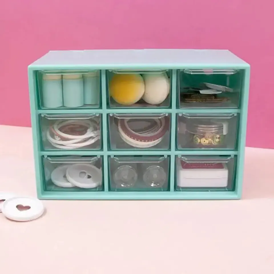 Cajon De Almacenamiento Organizador Herramientas Escritorio Color Verde Menta Cajonera 2