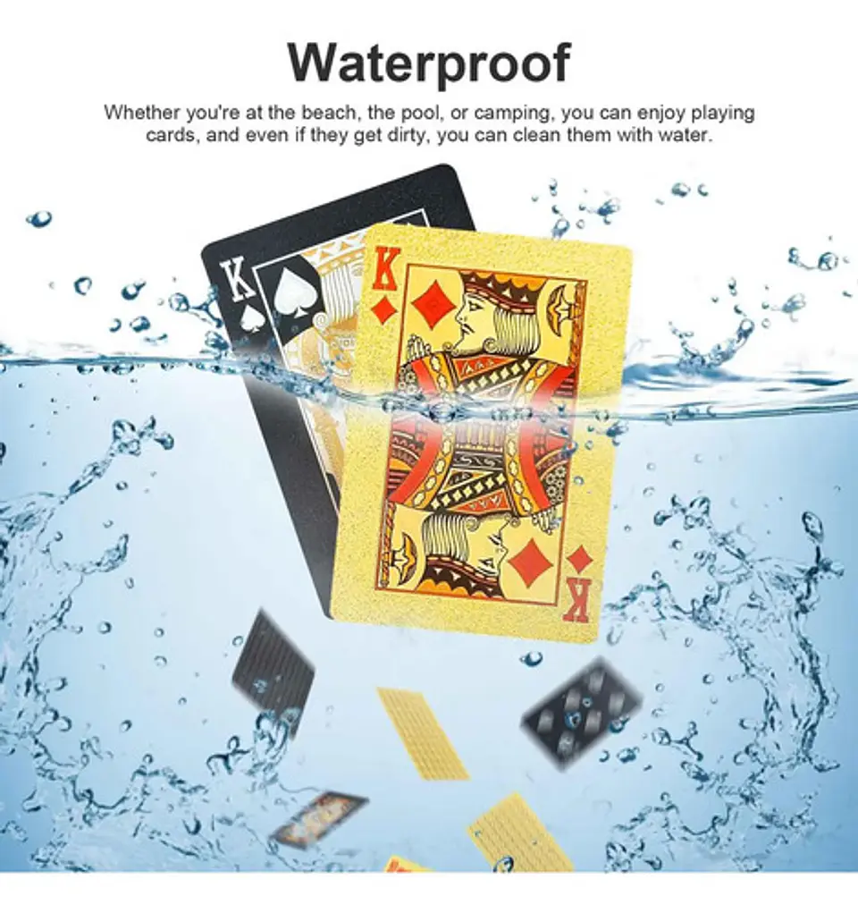 Cartas Póker Wugauwor Doradas Negras 2 Mazos 54 Cartas Impermeables Dorado 2