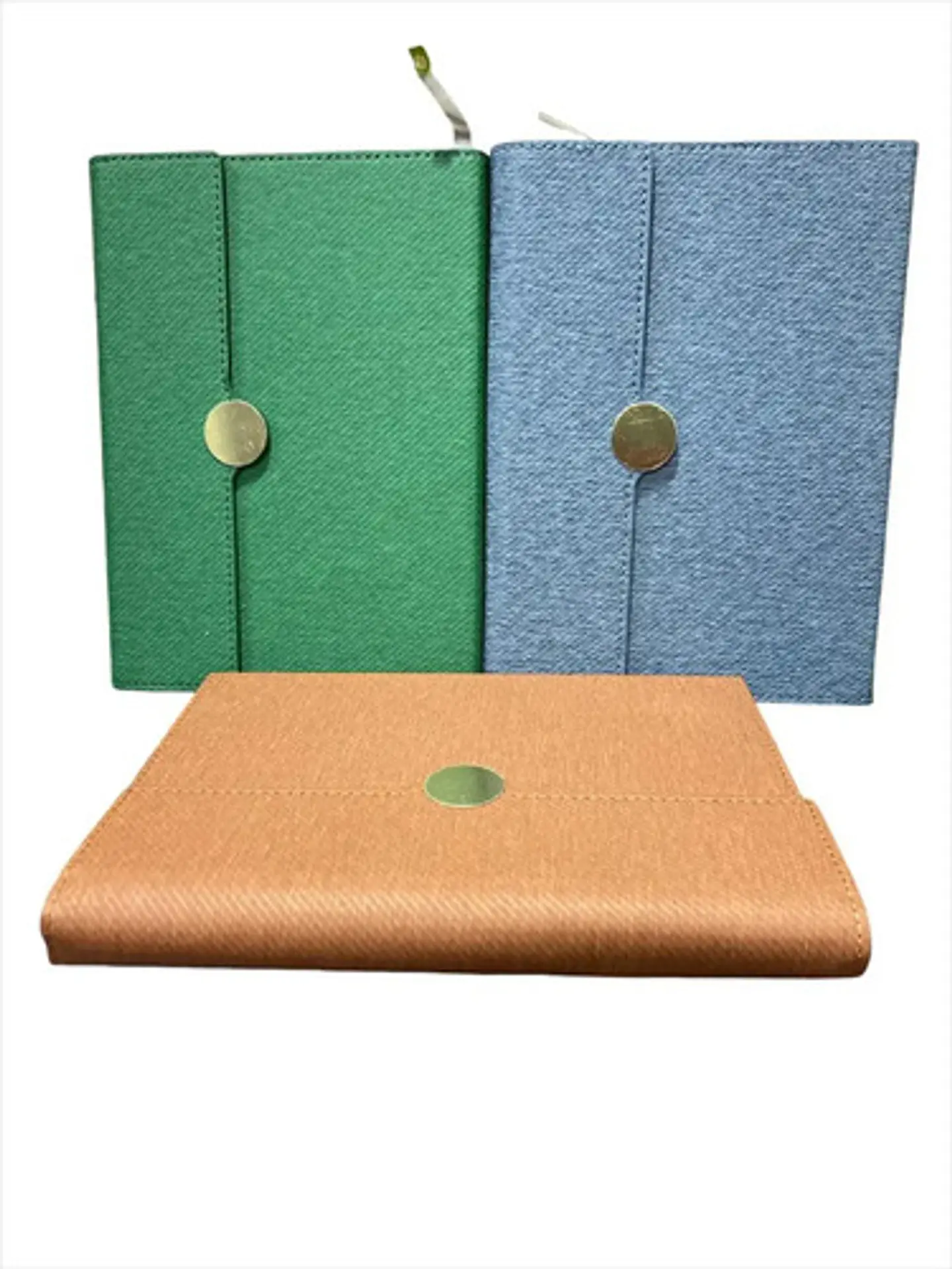 Diario Personal A5 De Cuero Con Botón Y Tapa Azul Acero Cuaderno 3